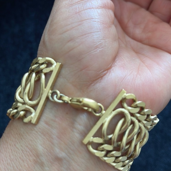 Chanel vintage logo  jewel chain link cuff bracelet - Picture 7 of 14